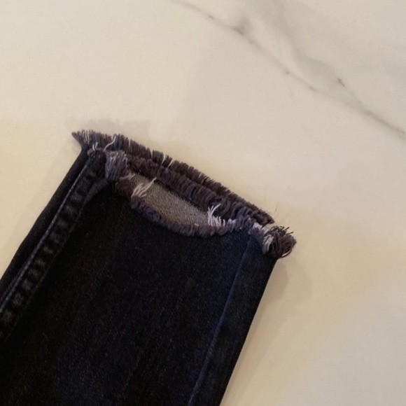 Free People, black distressed with raw hem Denim Jeans, Size 26, 25” Inseam - Picture 5 of 6